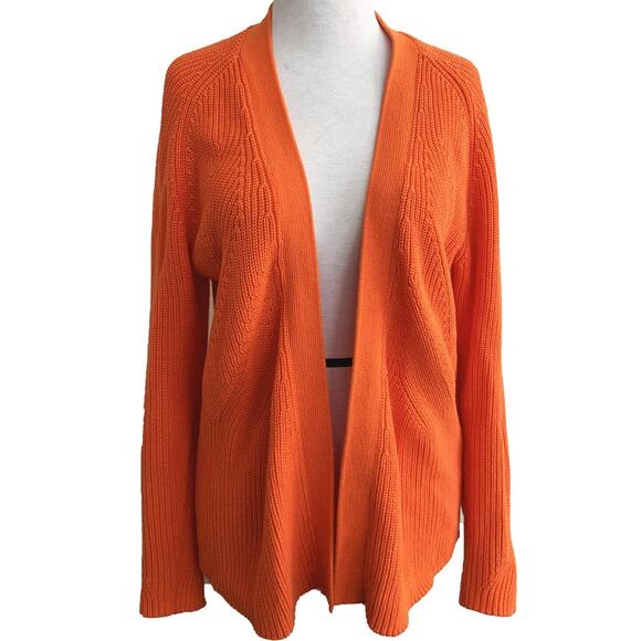 In Linea Berlin Cardigan Sweater Open Style Orange Knitted Long Sleeve Sz 38 M - Picture 1 of 4